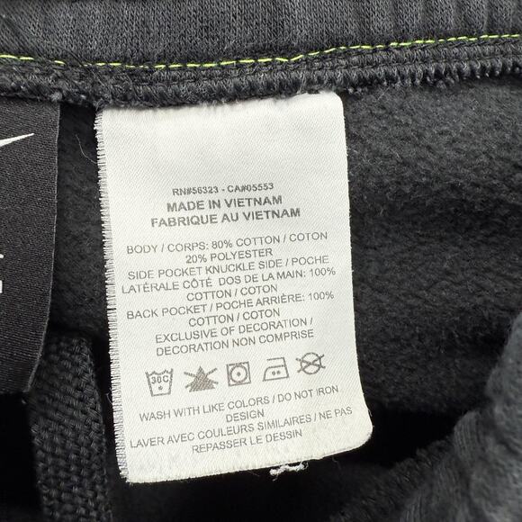 Nike Shorts Mens Small Black Club Fleece Graphic Swoosh Neon Stitch Pockets - Picture 4 of 8